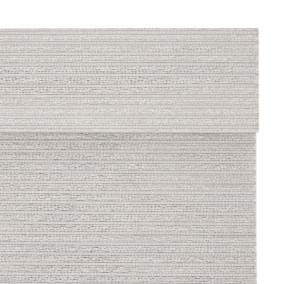 no drill cordless bamboo paper rope shades silver gray close-up of woven textile and fabric wrapped valance with fine detailing and smooth refined finish | Hestia Blinds