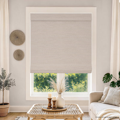 No Drill Cordless Bamboo Paper Rope Shades - Silver Gray