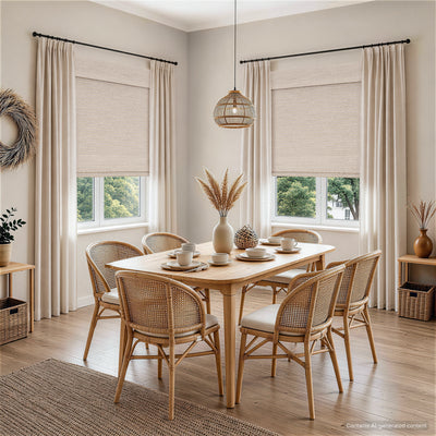 No Drill Cordless Bamboo Paper Rope Shades - Silver Gray