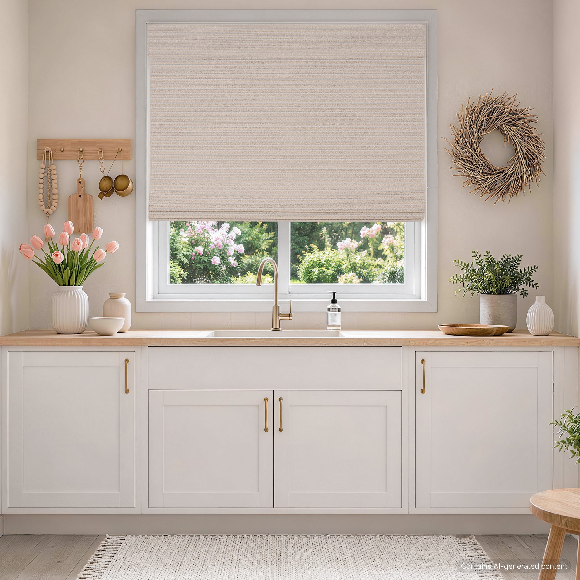 No Drill Cordless Bamboo Paper Rope Shades - Silver Gray