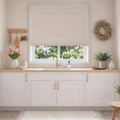 No Drill Cordless Bamboo Paper Rope Shades - Silver Gray