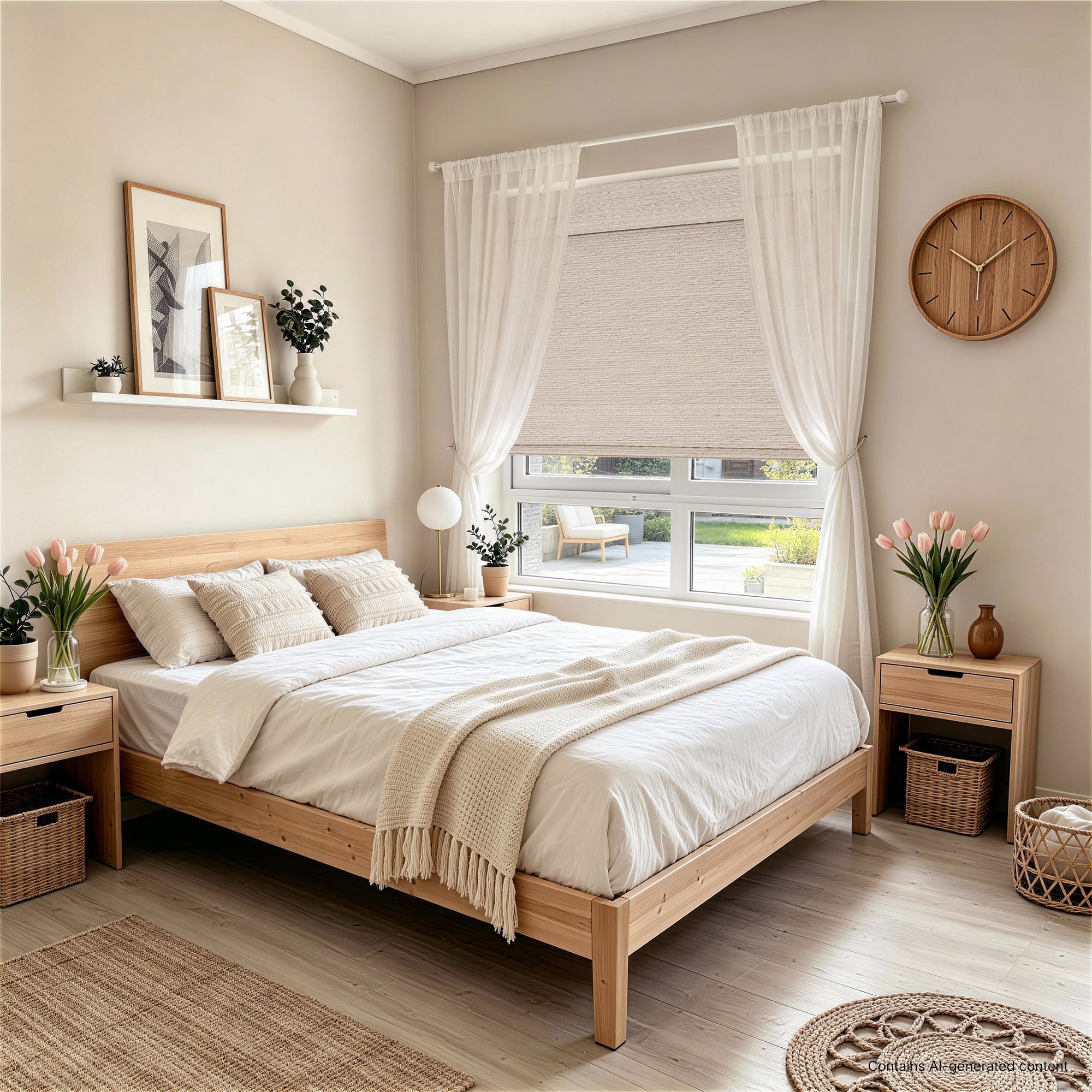 No Drill Cordless Bamboo Paper Rope Shades - Silver Gray