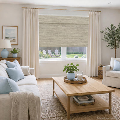 Natural Bamboo Ramie Woven Shades - Beige Linen