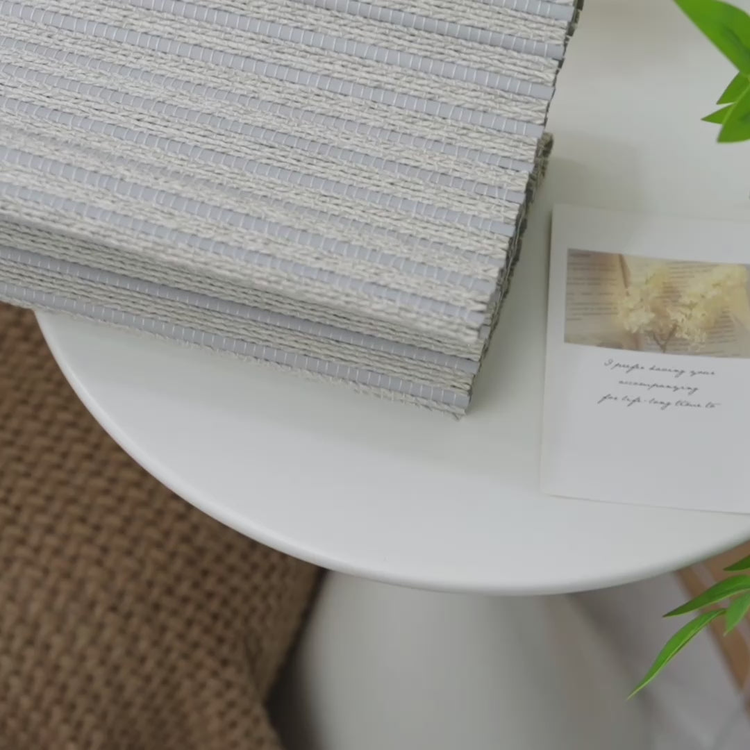 no drill cordless bamboo paper rope shades - silver Gray display video
